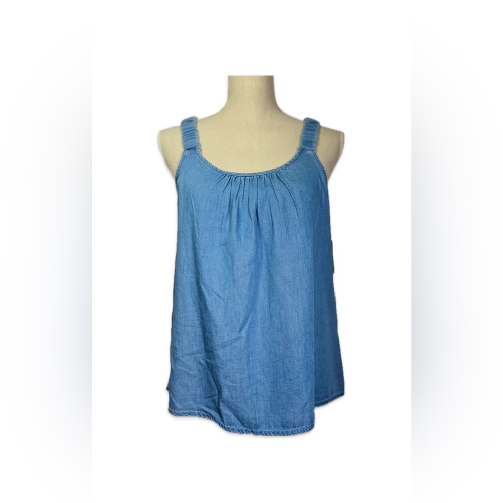 a.n.a Light Blue Denim Tank Top Women’s Size Small Blue Denim Sleeve